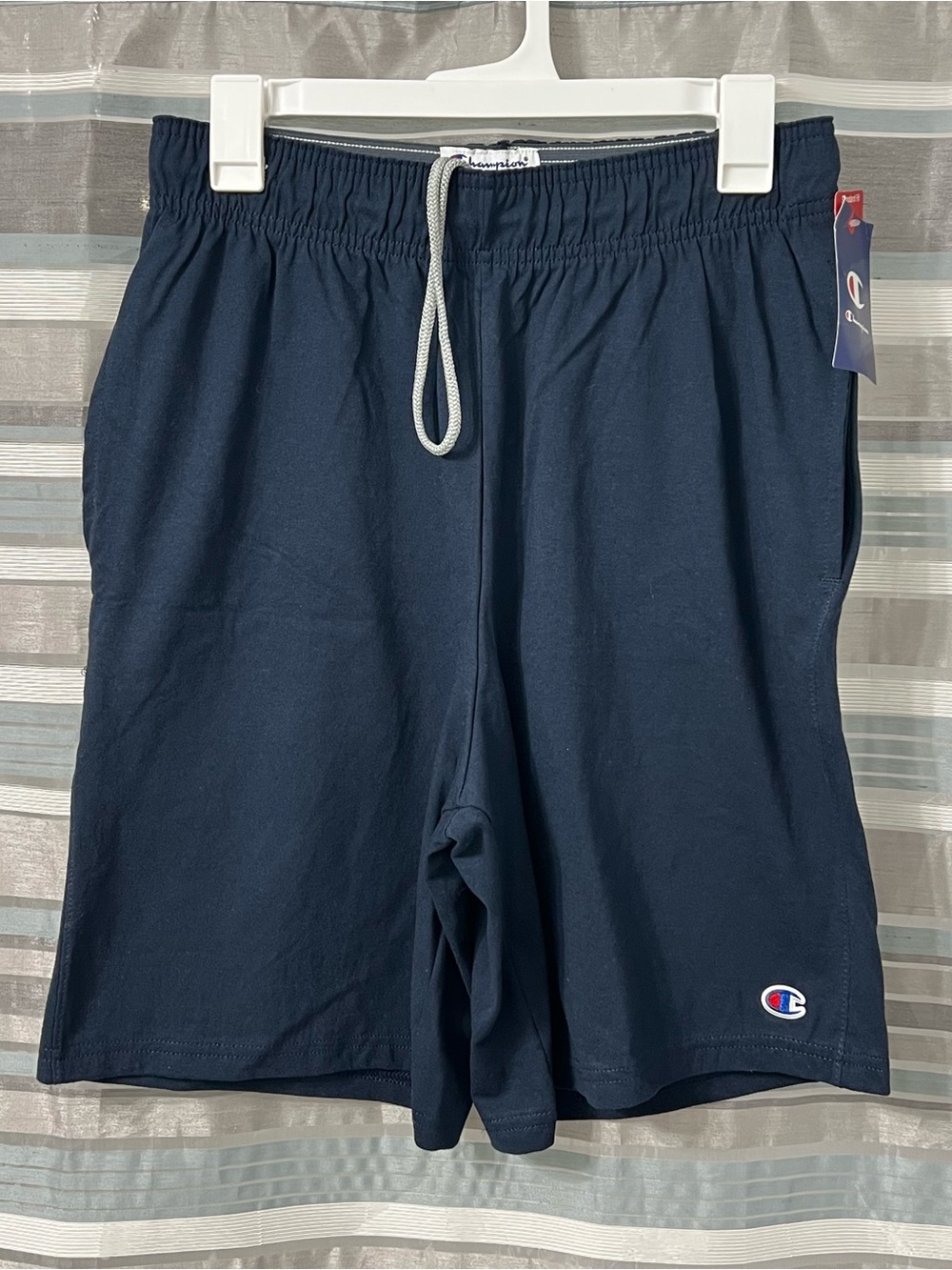 Champion Men’s Navy Drawstring Jersey Cotton Athletic Shorts